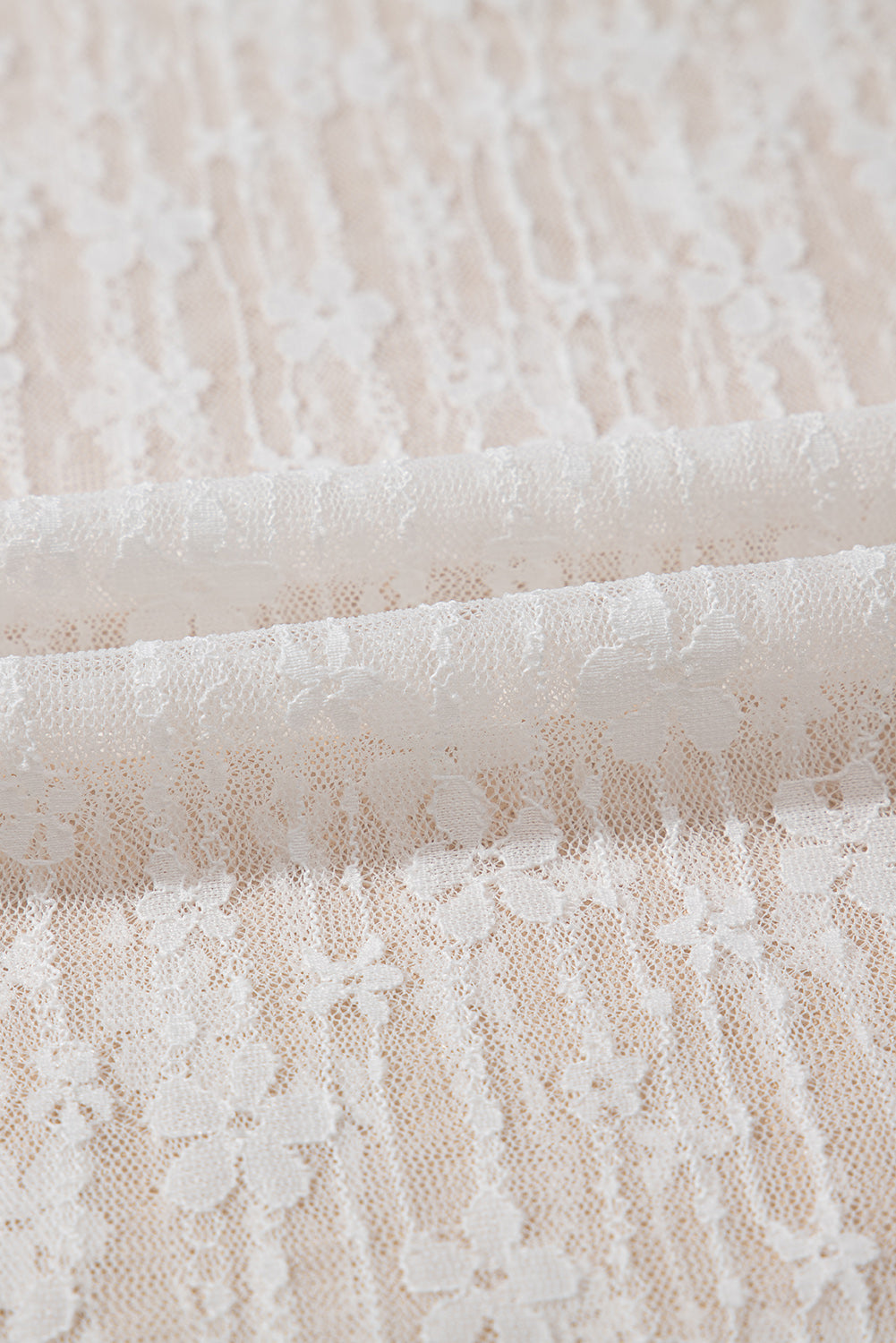 Black Sheer Floral Lace Long Sleeve Slim Fit Top