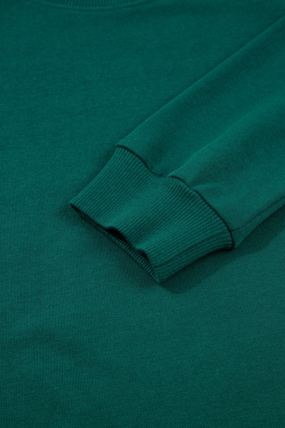 Sea Green Solid Color Pullover Top Varsity Stripe Detail Loose Drawstring Pants Set