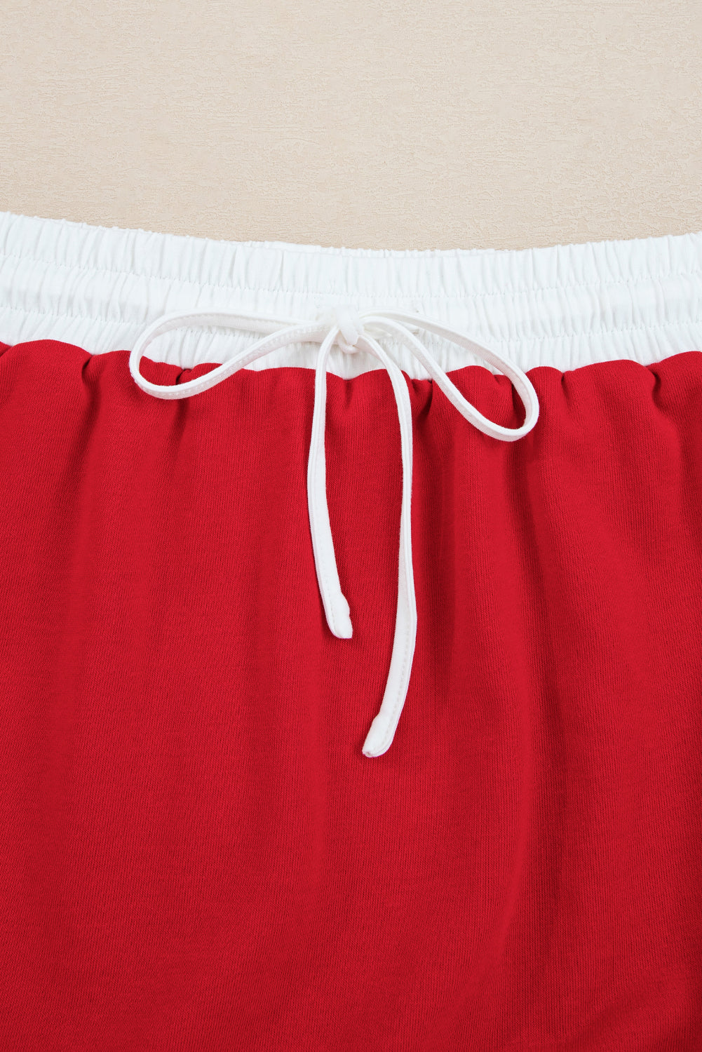Fiery Red Varsity Stripe Detail Drop Shoulder Pullover Mini Skort Set