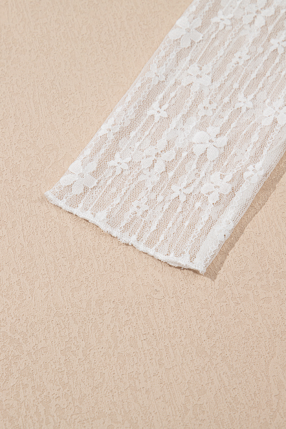 Black Sheer Floral Lace Long Sleeve Slim Fit Top