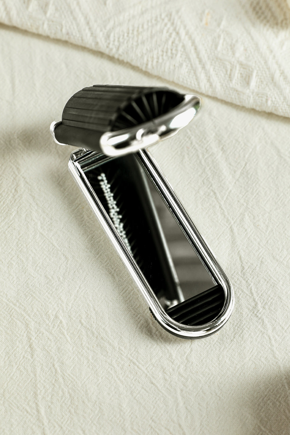 Black Portable Folding Travel Hair Brush with Mini Mirror