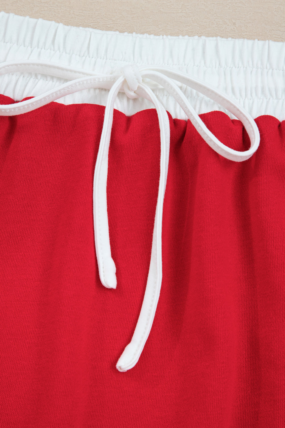 Fiery Red Varsity Stripe Detail Drop Shoulder Pullover Mini Skort Set