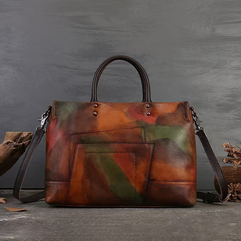 Large Capacity Shoulder Messenger Bag National Style Trendy Patchwork Literary Women Bag