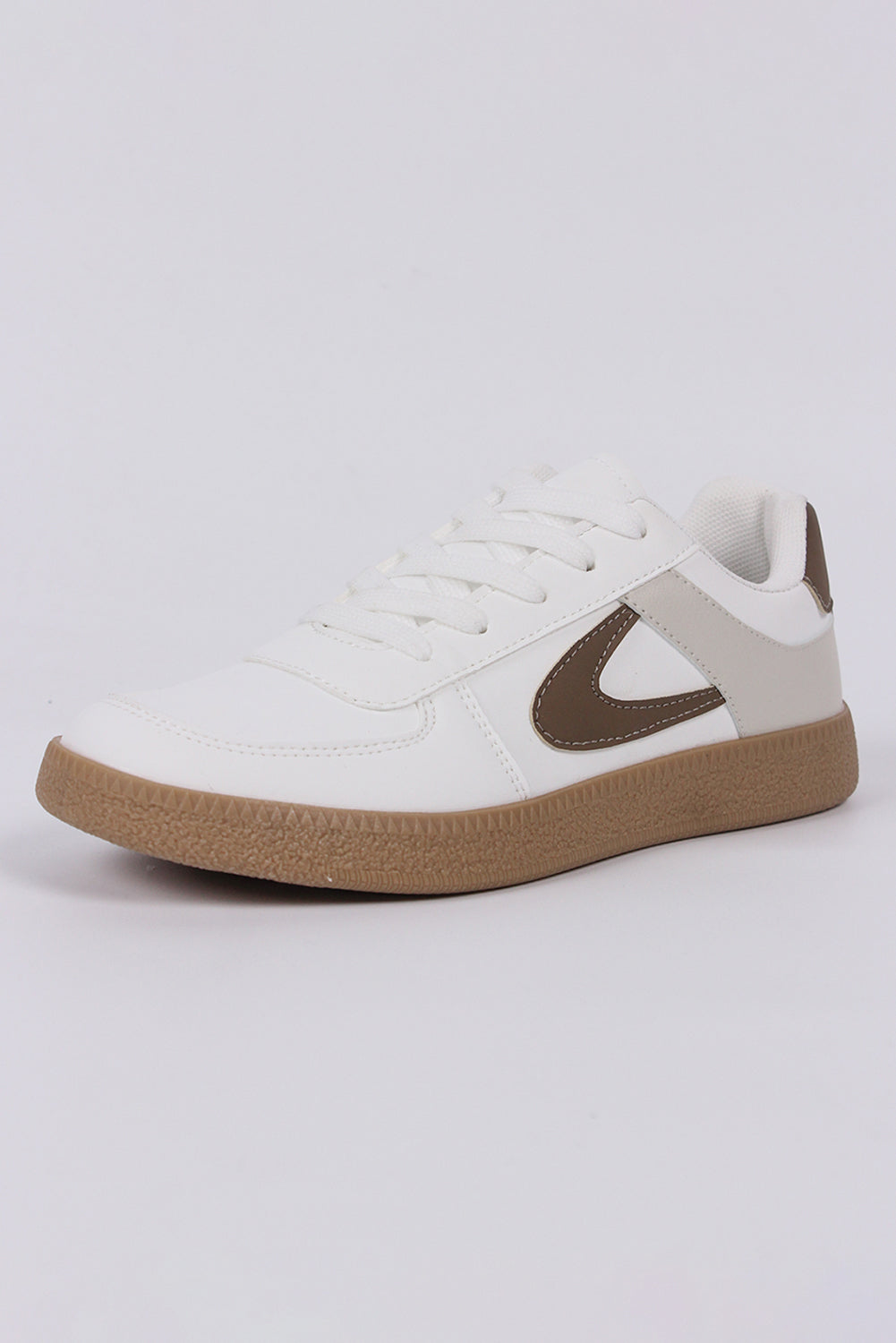 Navy Blue PU Leather Lace Up Sneakers