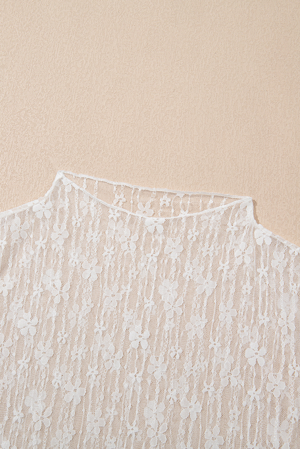 Black Sheer Floral Lace Long Sleeve Slim Fit Top