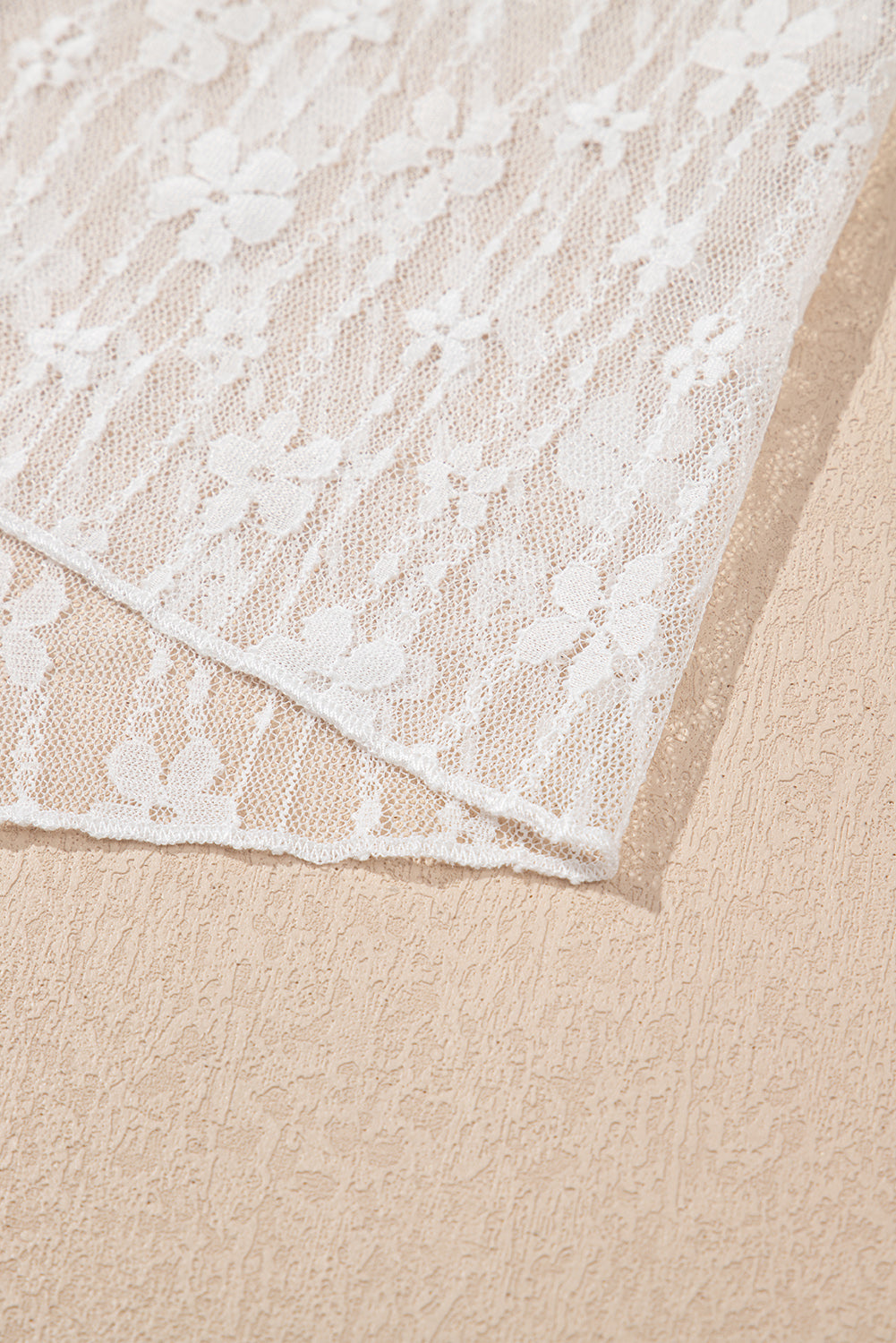 Black Sheer Floral Lace Long Sleeve Slim Fit Top