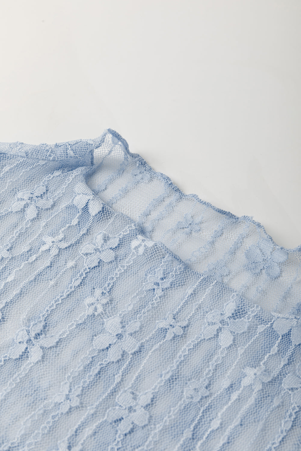 Black Sheer Floral Lace Long Sleeve Slim Fit Top