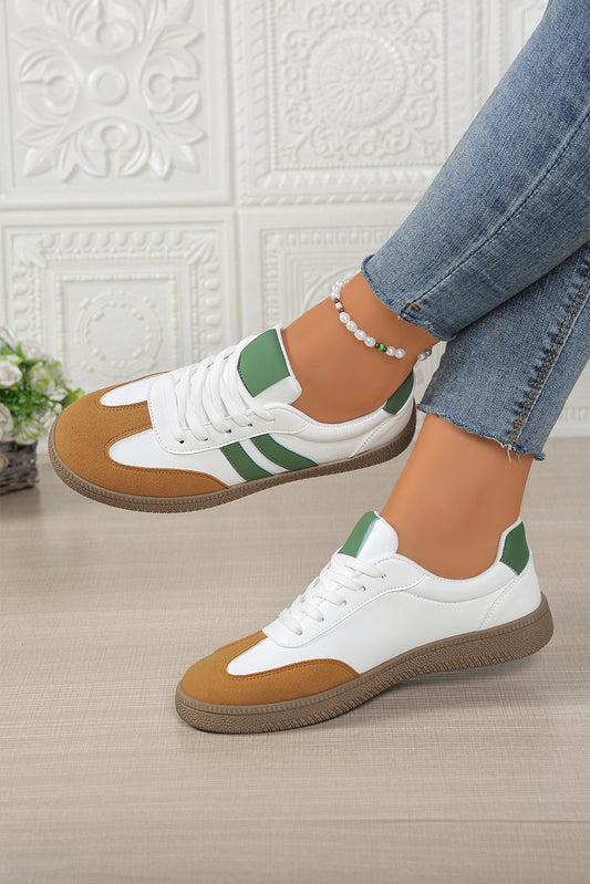 Blackish Green Color Block Lace Up Sneakers