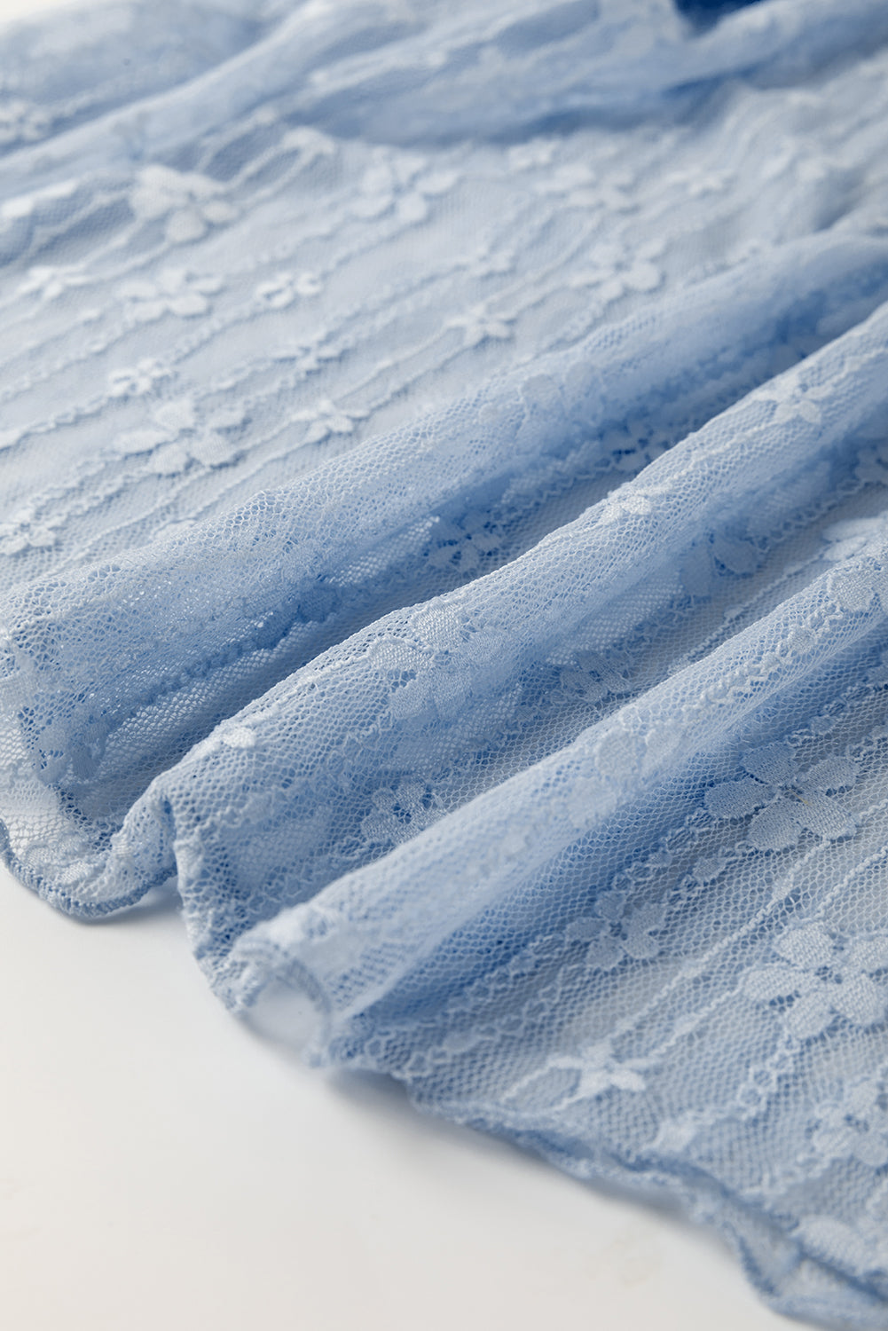 Black Sheer Floral Lace Long Sleeve Slim Fit Top