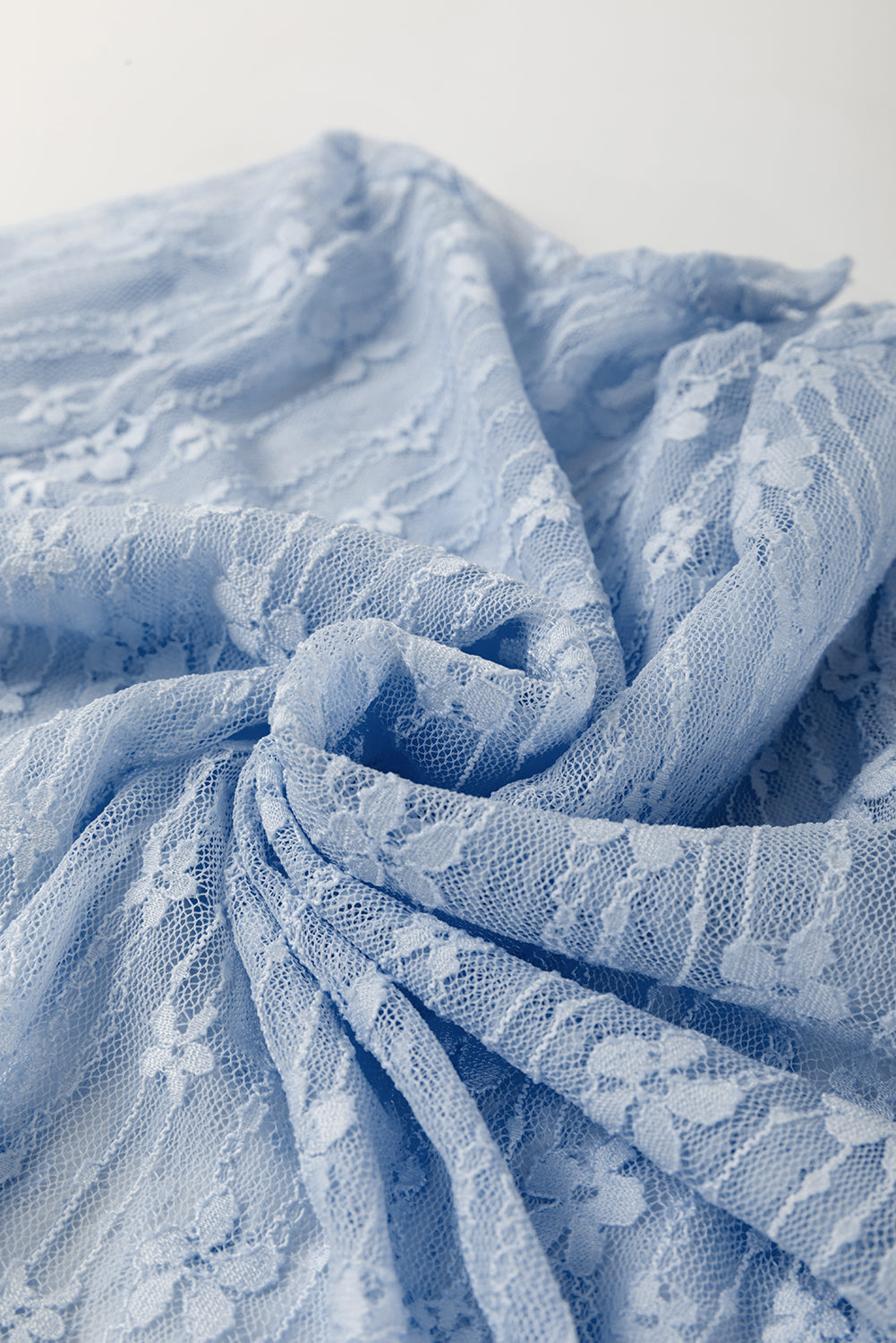 Black Sheer Floral Lace Long Sleeve Slim Fit Top